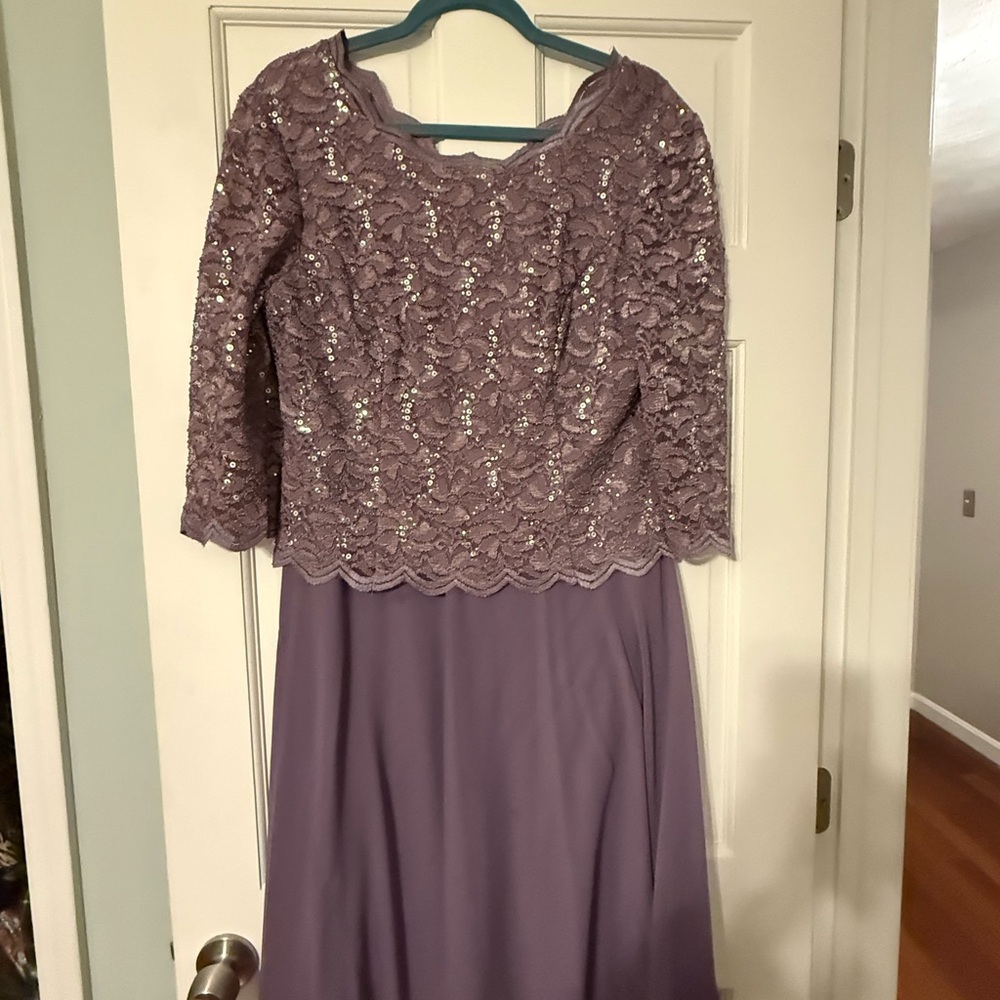 Alex Evenings Lavender Lace Long Sleeve Dress